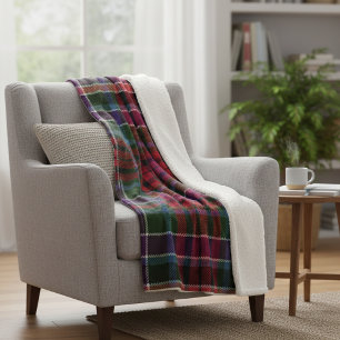 mysig Highland-ruta - rustik röd och grön tartan Fleecefilt