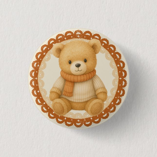  mysig höst-babyshower | Neutral kräm och orange Knapp (Framsida)