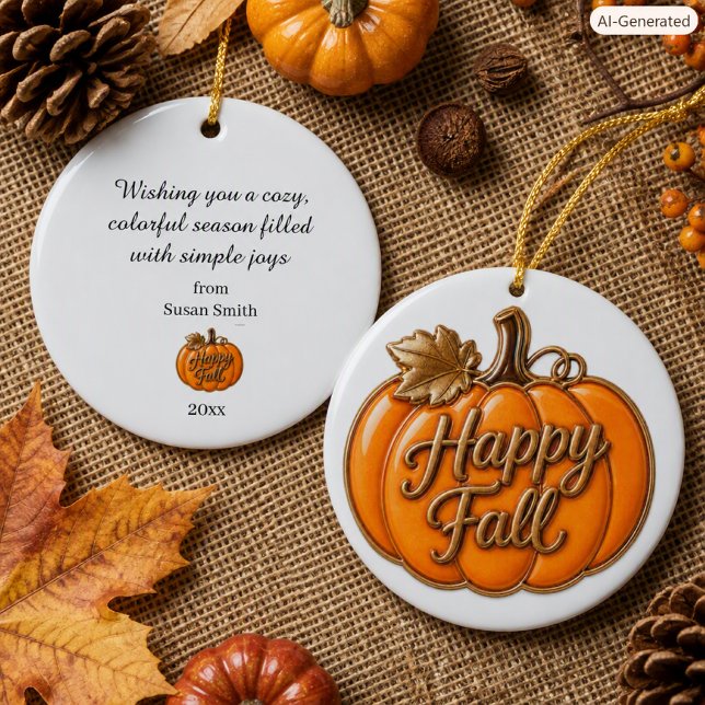  mysig höst Glad höst Pumpa Keramisk Ornament  (Skapare uppladdad)