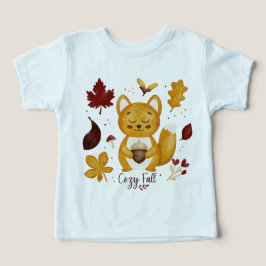 mysig höst kawaii ekorre barn t-shirt | Hösten