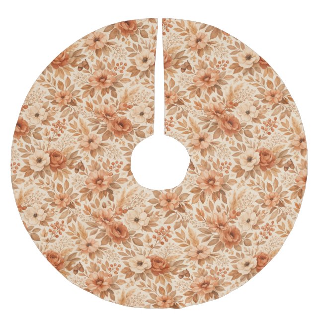  mysig höstblommig mönster julgransmatta borstad polyester (Framsidan)