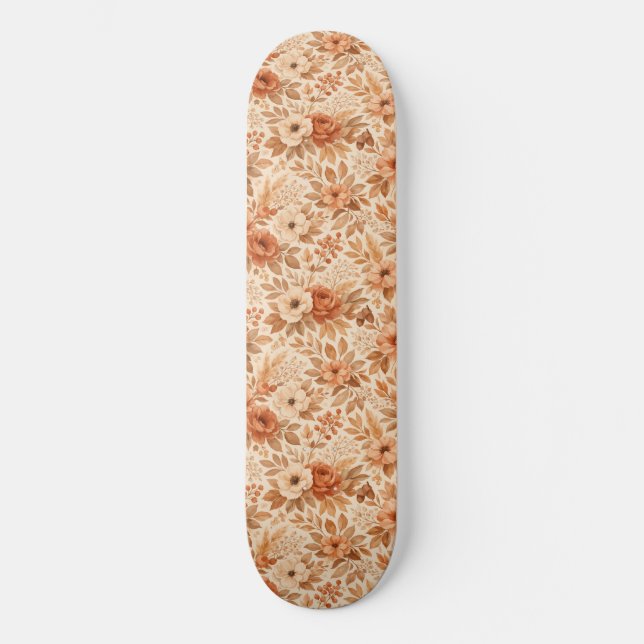  mysig höstblommig mönster mini skateboard bräda 18,5 cm (Framsida)