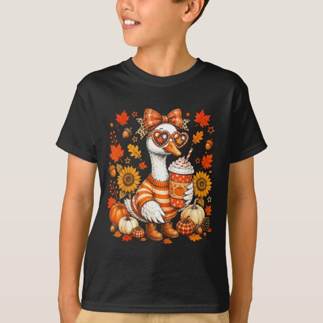  mysig höstgåsdesign rolig höst djurkonst  t shirt (Framsida)
