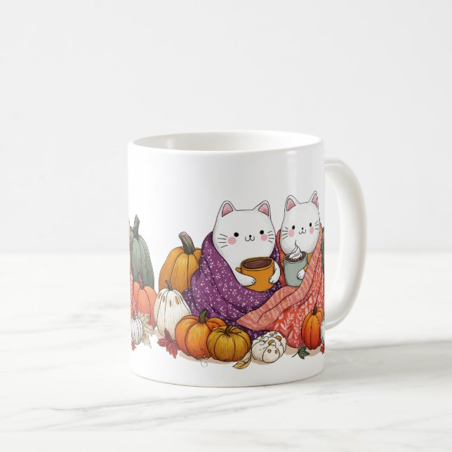  mysig höstkattmugg med pumpor kaffemugg (Framsida höger)