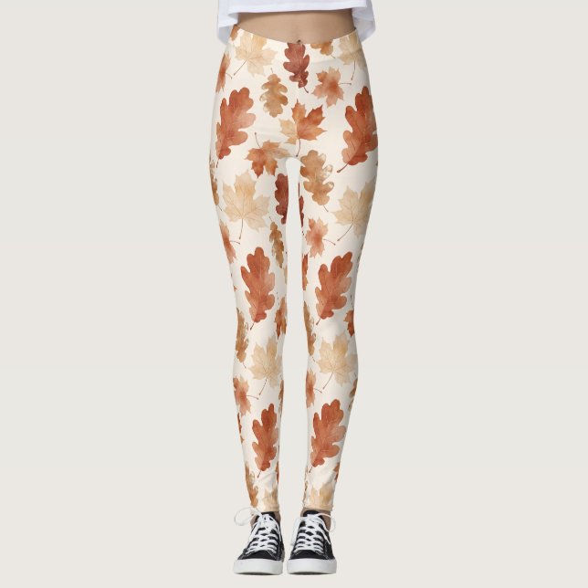  mysig höstlövsmönster leggings (Framsida)