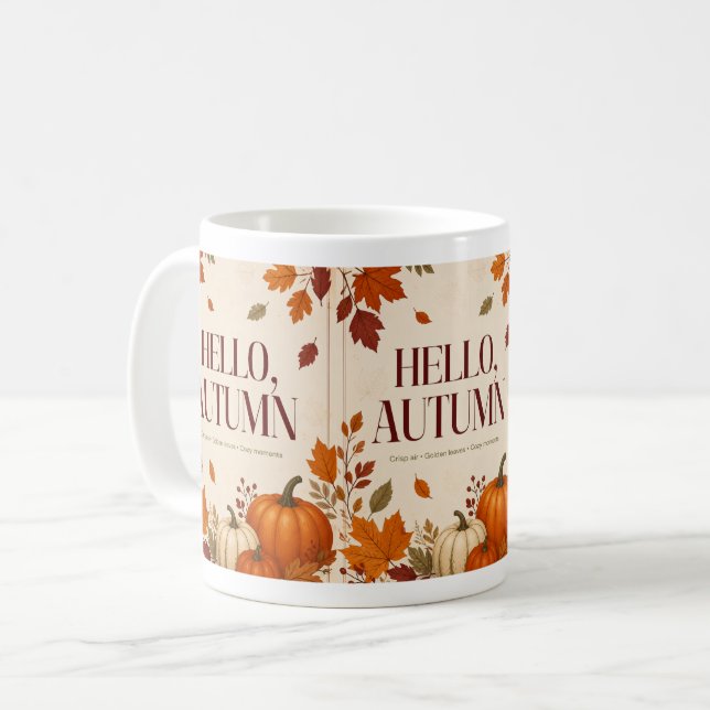  mysig höstmugg | Hej höstpumpa & blad Kaffe Kaffemugg (Framsida vänster)