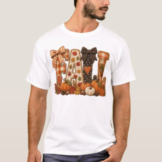 mysig höstpatchworkbokstavströja rustik höst t shirt
