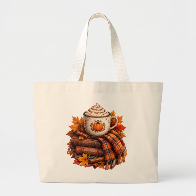  mysig höstpumpkinlatte bokdesign jumbo tygkasse (Framsidan)
