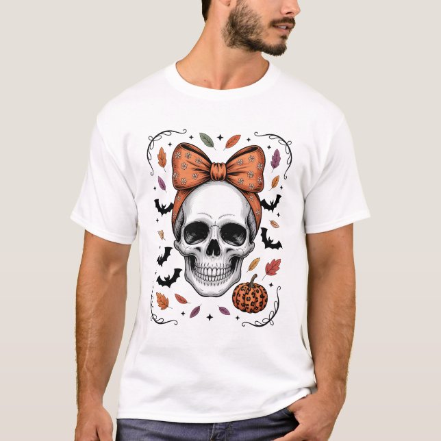 mysig höstskalle coquettebåge, höst t shirt (Framsida)
