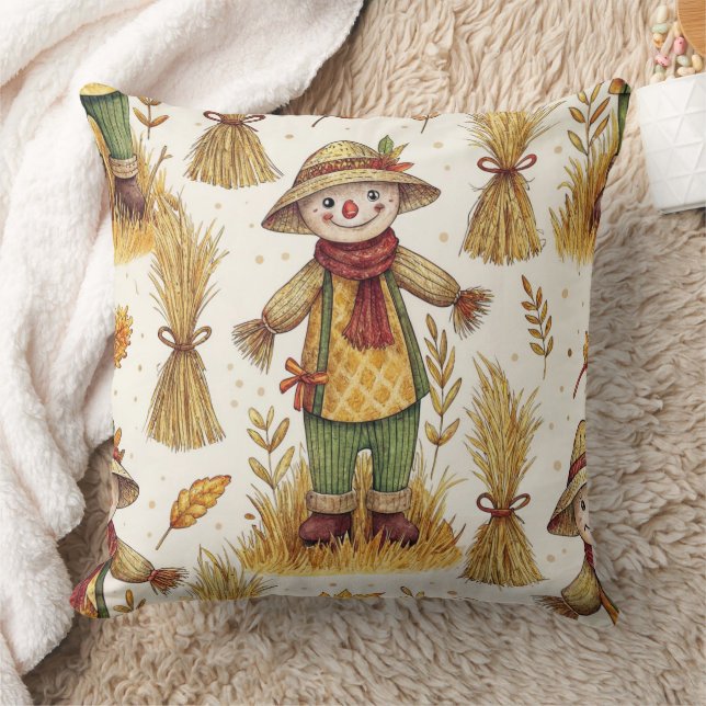  mysig höstskörds-scarecrow-mönster (3) kudde (Filt)
