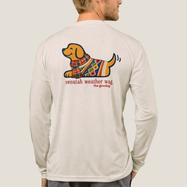  mysig höstslapp med hund i höstlöv Långärmad T Shirt (Baksida)