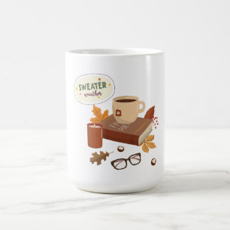 mysig hösttröja väder bok & te kaffemugg