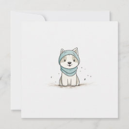 mysig Husky-illustration - Bedårande valp i halsdu Julkort