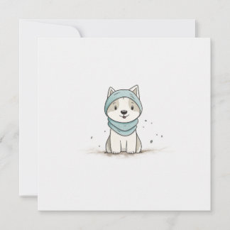 mysig Husky-illustration - Bedårande valp i halsdu Julkort