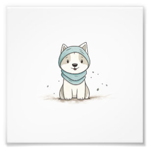  mysig huskyillustration - Bedårande valp i en sja Fototryck