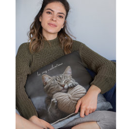 mysig Hygge Alla Hjärtans Dag Tabby Katt Garn Hjär Kudde