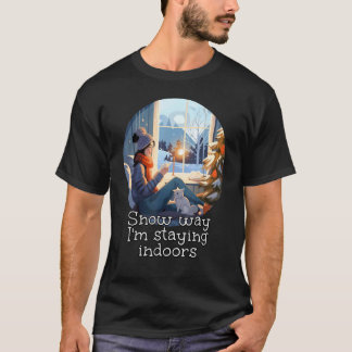 mysig inomhus med katt och böcker för vintersäsong t shirt