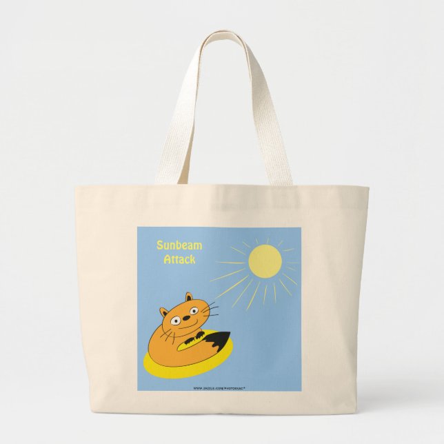  Mysig Introvert Katt Solstråle Humor Illustration Jumbo Tygkasse (Framsidan)