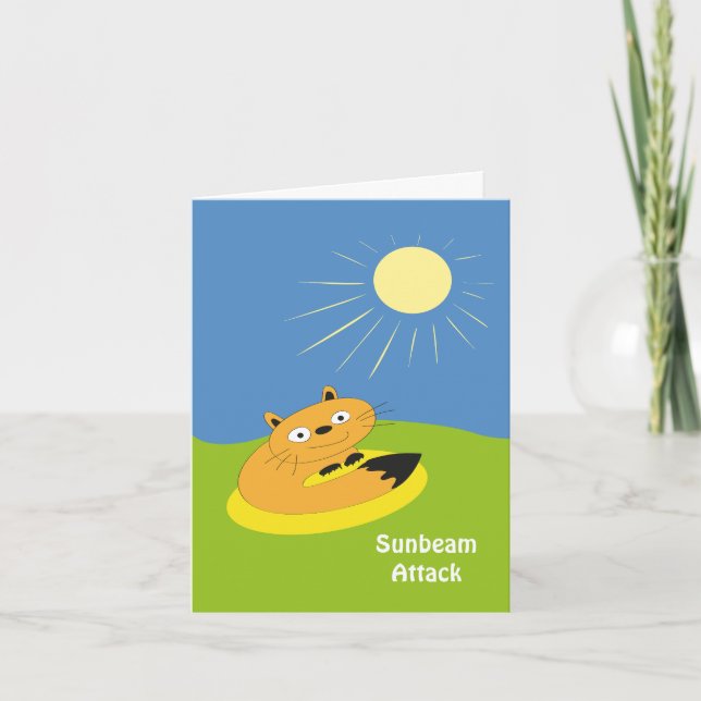  Mysig Introvert Katt Solstråle Humor Illustration Kort (Framsida)