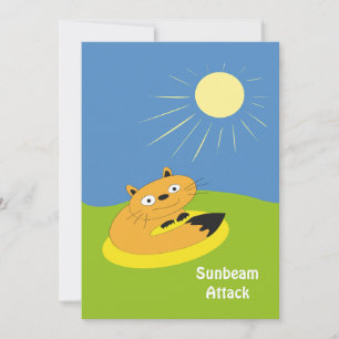 Mysig Introvert Katt Solstråle Humor Illustration Kort