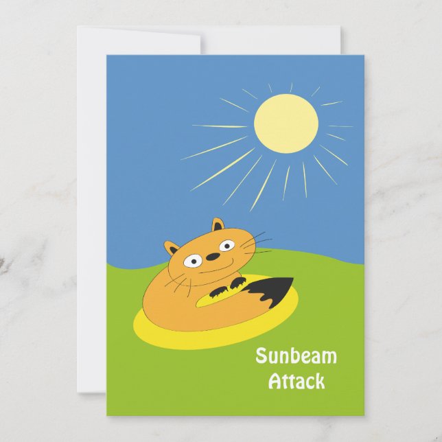 Mysig Introvert Katt Solstråle Humor Illustration Kort (Framsida)