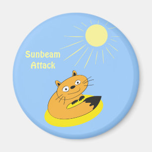 Mysig Introvert Katt Solstråle Humor Illustration Magnet