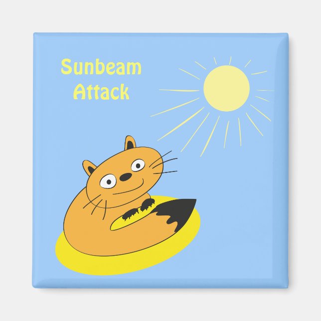  Mysig Introvert Katt Solstråle Humor Illustration Magnet (Framsidan)