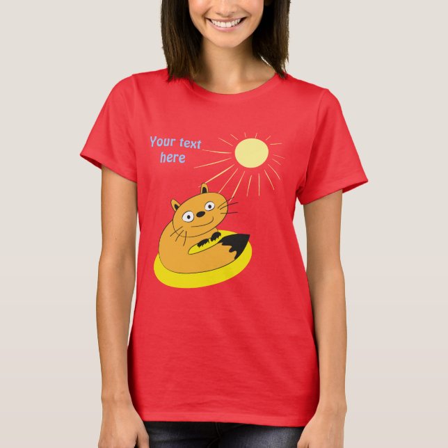  Mysig Introvert Katt Solstråle Humor Illustration T Shirt (Framsida)