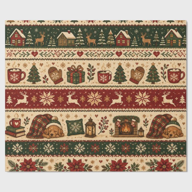  mysig jul Fair Isle tröja mönster Presentpapper (Platt)