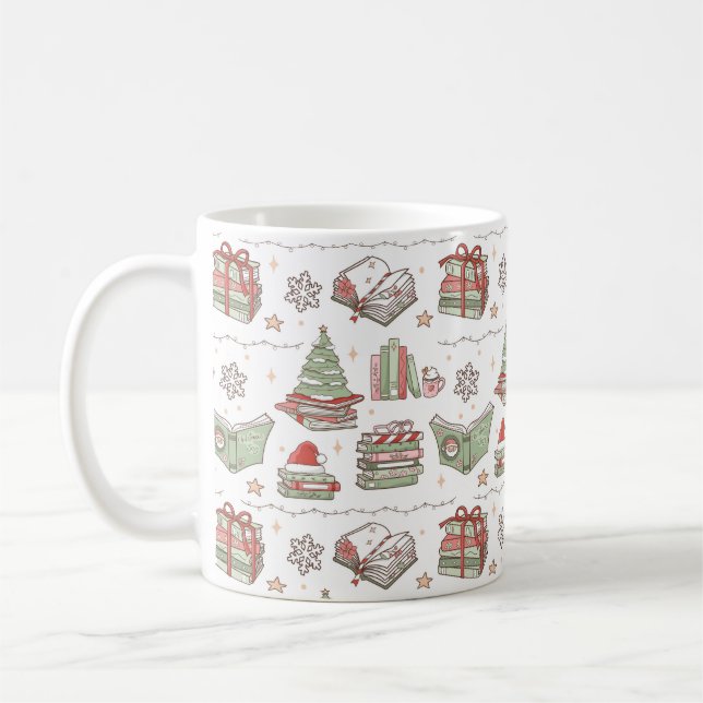 mysig jul för bokälskare kaffemugg (Vänster)