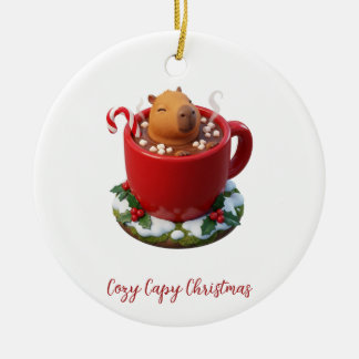 mysig jul för capybara med kakao bad julgransprydnad keramik
