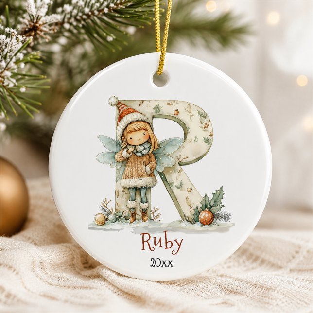  mysig jul för sagans initial bokstav som personli julgransprydnad keramik (Skapare uppladdad)