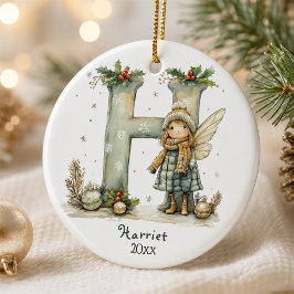 mysig jul för sagoväsen Initial Personlig Högtid Julgransprydnad Keramik