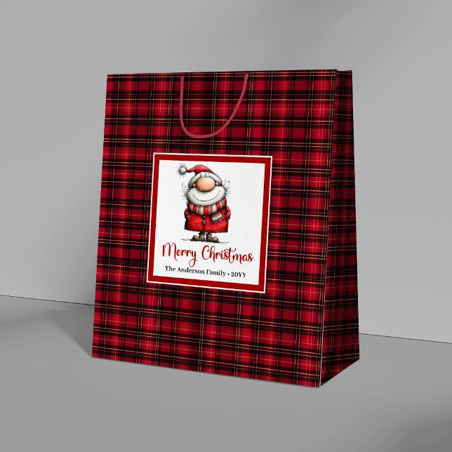  mysig jul funny tomte serietecknad presentpåse ko (Cozy Christmas Funny Santa Cartoon Gift Bag Art)