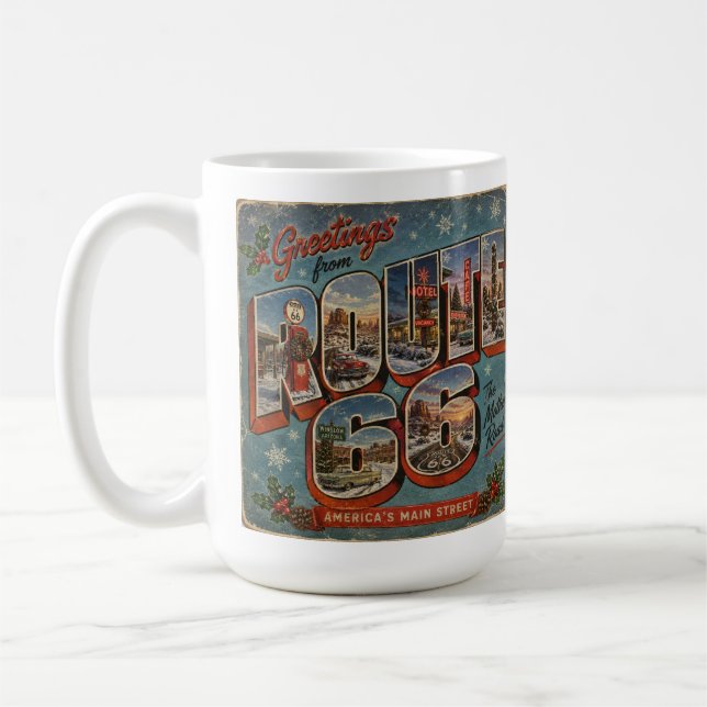  mysig Jul Kakao Route 66 Stor Bokstav Kaffemugg (Vänster)