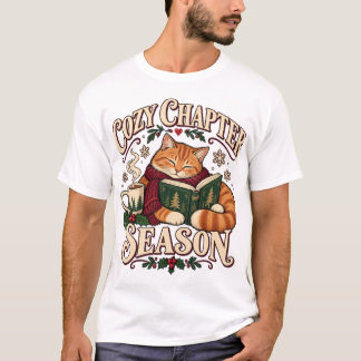 mysig jul läsning katt t shirt