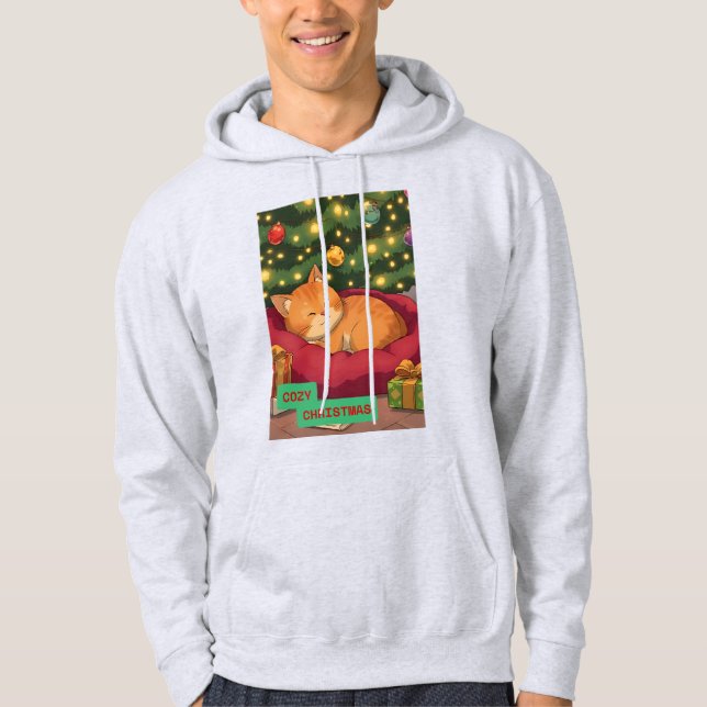  mysig jul med en orange katt hoodie (Framsida)