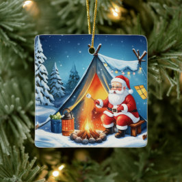 mysig Jul Santa Vinter Camping Äventyr Julgransprydnad Keramik