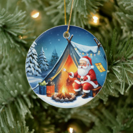 mysig Jul Santa Vinter Camping Äventyr Julgransprydnad Keramik