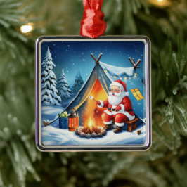 mysig Jul Santa Vinter Camping Äventyr Julgransprydnad Metall