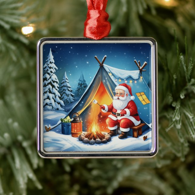  mysig Jul Santa Vinter Camping Äventyr Julgransprydnad Metall (Träd)