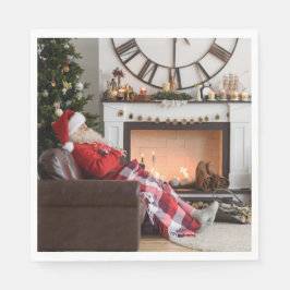 Mysig Jul Tomte Eldstad Pappersservett