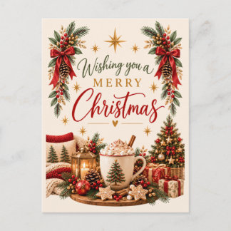 mysig jul varm choklad God Jul Helg Vykort