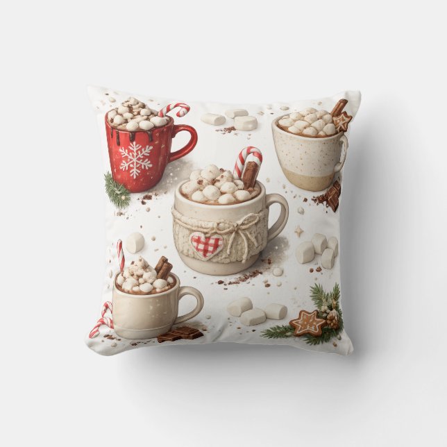 mysig jul varm choklad och marshmallows kudde (Framsida)