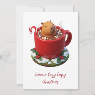 mysig julbad för capybara med het choklad julkort