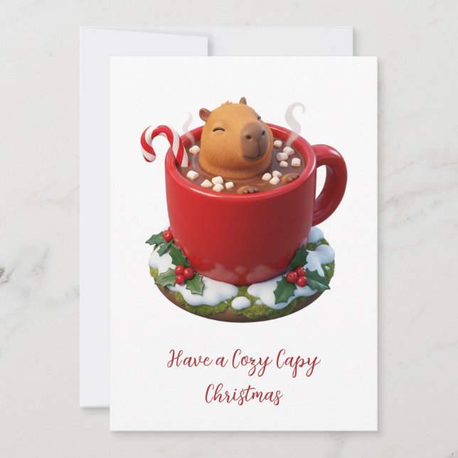  mysig julbad för capybara med het choklad julkort (Framsida)