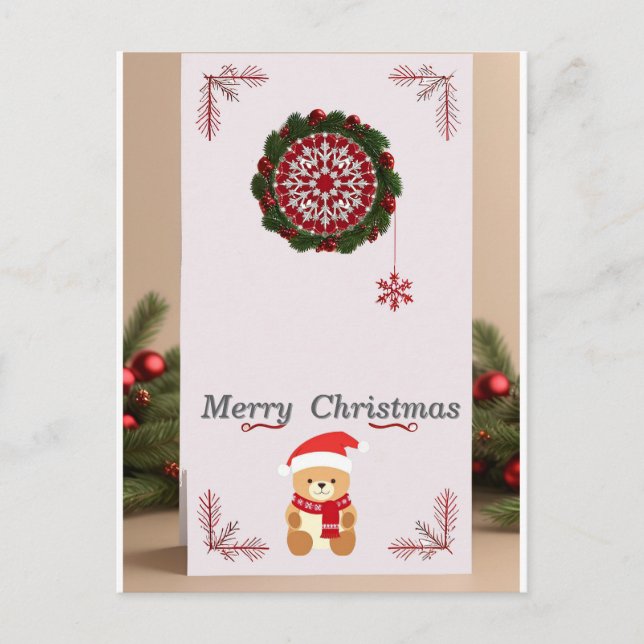 ❄️ Mysig julbärframe Magi ✨ Festiv högtid Vykort (Framsida)