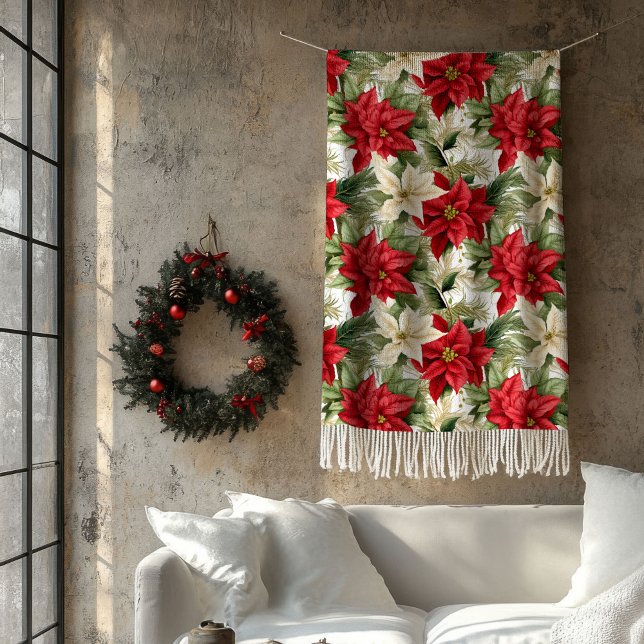  mysig julfilt röd blommig accent för vardagsrumme fleecefilt (Cozy Christmas Blanket Red Floral Living Accent)