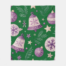  mysig julfiltblanket med lila klockor fleecefilt