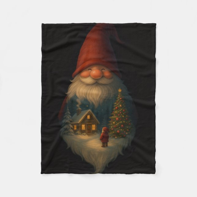  mysig julgnomstuga i flanellfilt – Vintag Fleecefilt (Framsidan)